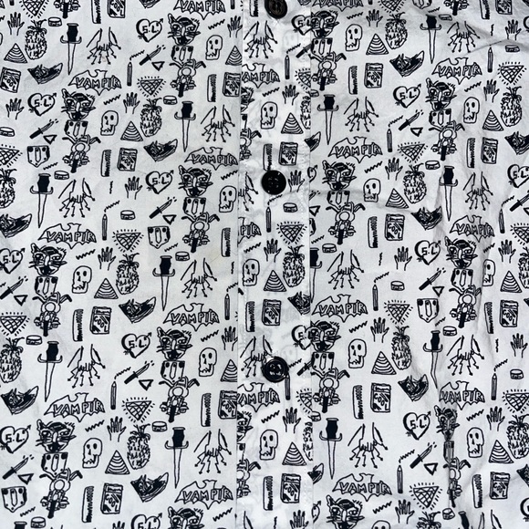 Saint Laurent Vampire Skull Print Dress Shirt - Picture 4 of 12